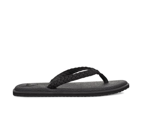 Sanuk Yoga Braid Leather - Sanuk Flip Flops Womens Black - Philippines BICUTX417